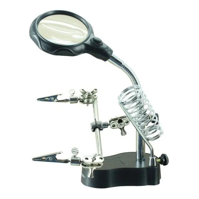 Lupa Adir 1576 Base Pinzas Brazo Flexible Luz Led 40504500