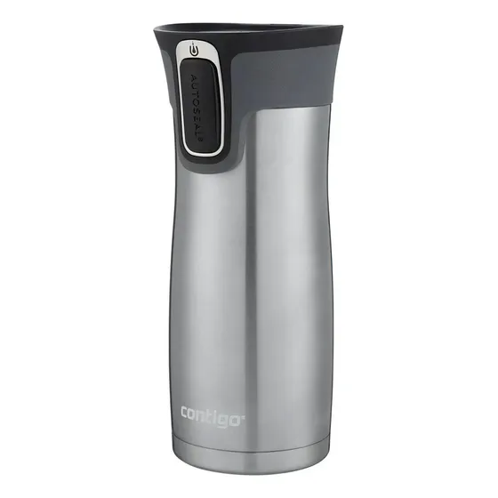 Vaso térmico West Loop de acero inoxidable de 473 ml, color plateado Contigo