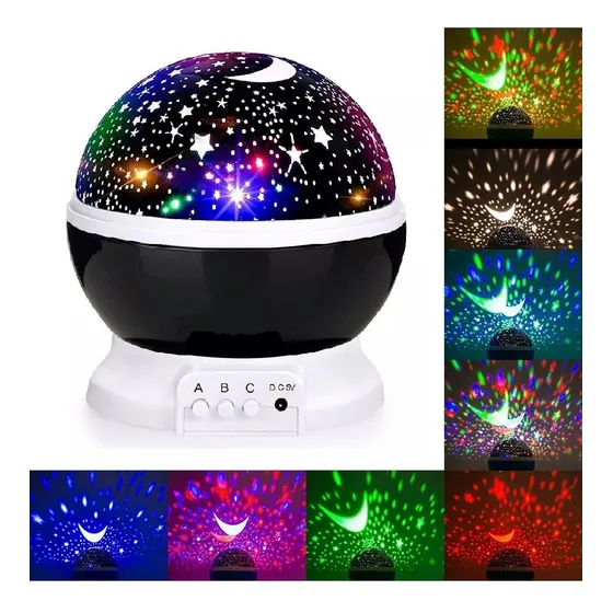 Lampara Luz Led Proyectora Giratoria Nocturna Ambiente Niños