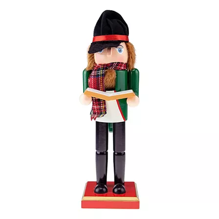 Clever Creations Caroler Boy - Cascanueces De Madera Tradic