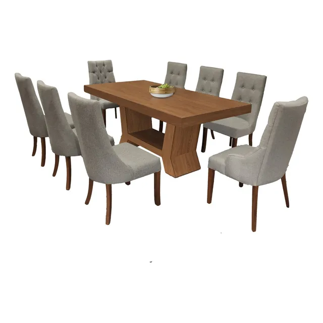 Antecomedor 6 Sillas 2 Sillones Iroan Nogal Këssa Muebles