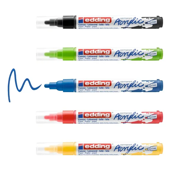 Marcador Acrílico Edding 5100 Trazo Medio Set 5 Colores