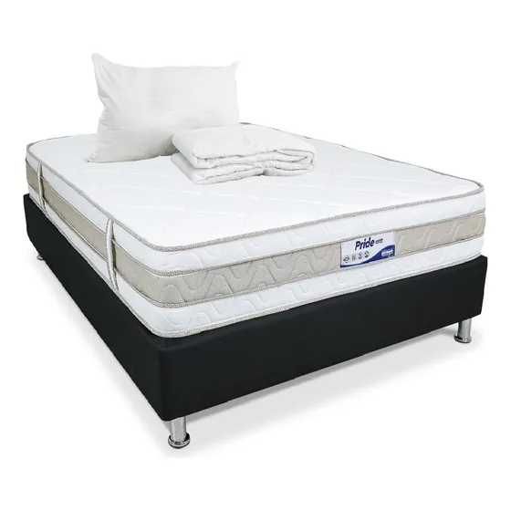 Colchón Pride Supream Semidoble + Base + Almohada +protector