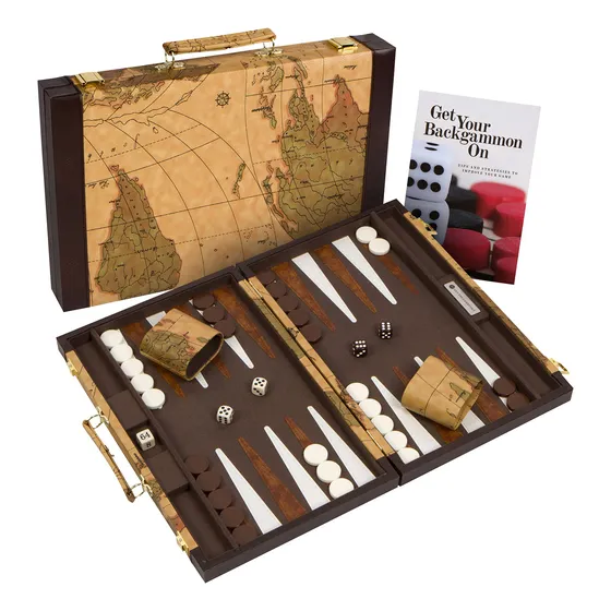 Juego De Backgammon Clásico Con Maletín Y Guía De Estrategia