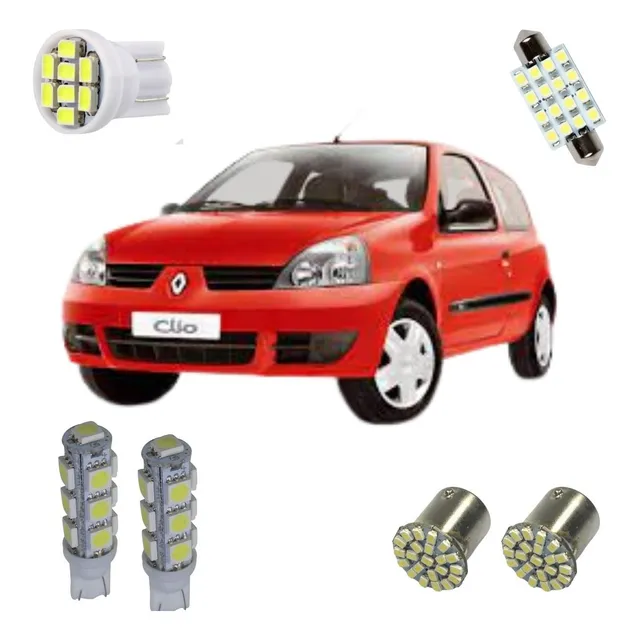 Kit Lampadas Led Renault Clio Luz Pingo Teto Placa Ré