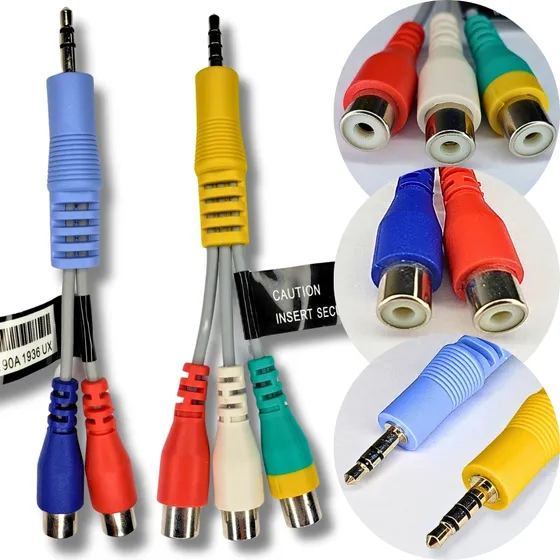 Kit Cabo Componente Av Adaptador P2 P3 Rca Smart Tv Samsung