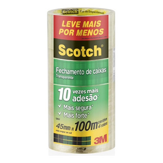 Fita De Empacotamento Scotch 45mm X 100m 4 Rolos Fita De Empacotamento Scotch 45mm X 100m 4 Rolos