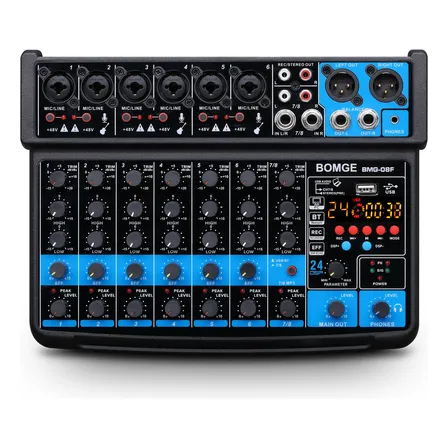 Bomge Negro Mezclador De Sonido Bluetooth De 8 Canales, Dsp