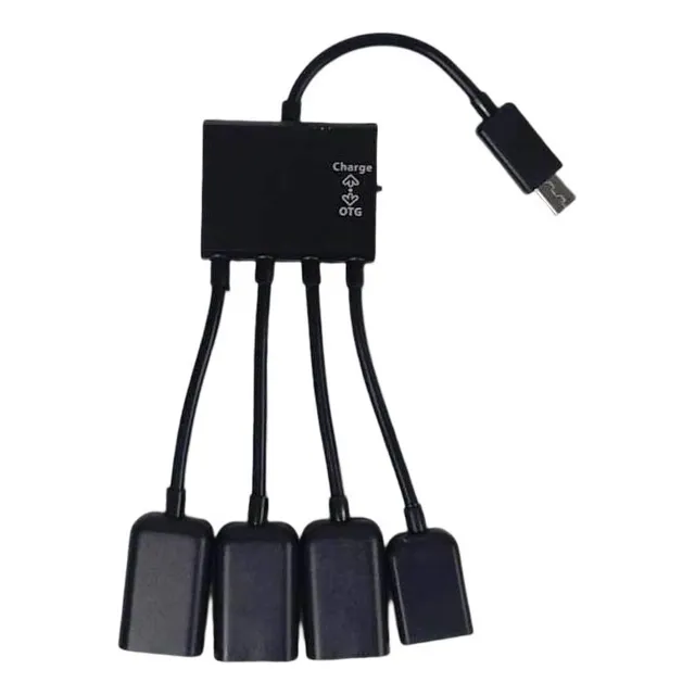 Otg Micro Usb Hub V8 Multifuncional 3 Puertos Usb Carga Color Negro