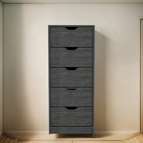 Comoda 5 Cajones Basilea 107x45x41 Rta Color Roble/Gris
