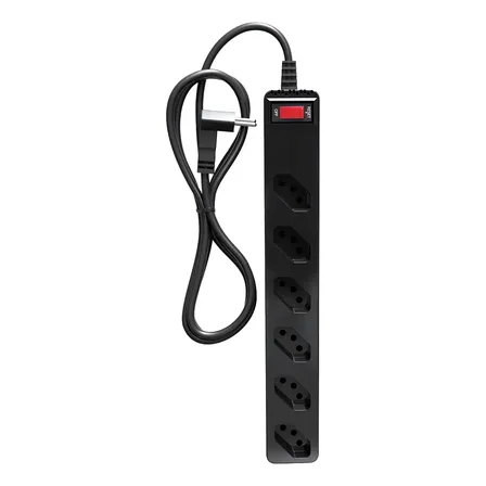 Iclamper Energia 6 Tomadas Filtro De Linha Com Proteção Contra Surtos Elétricos Dps 1,5m Preto 127/220v