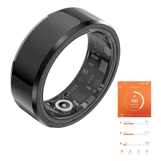 Anillo Inteligente Ip68 Negro Acero Inoxidable Tamaño 7