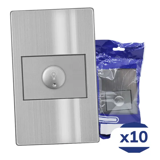Placa Contacto Atenuador Iluminación 100w 127vca Acero Inoxidable Gris 77x124mm Artlite Apl-111 Paquete 10 Piezas