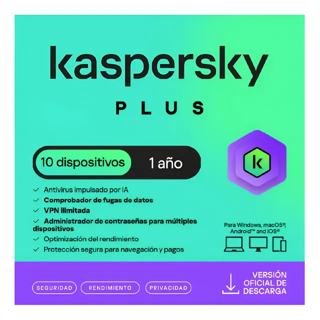 Licencia Internet Security Kaspersky 10 Dispositivos 1 Año