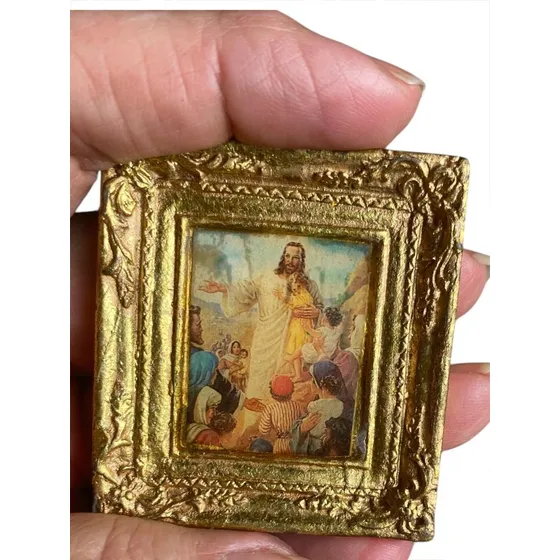 Cuadro Casa Muñecas En Miniatura Jesús Cristo Y Los Niños