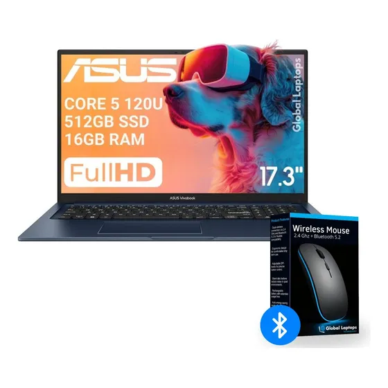 Asus Vivobook Core 5 120u 512GB Ssd 16GB Ram Screen 17.3 Fhd 1920 X 1080 Included Windows Installing Laptop F1704vap with Gift