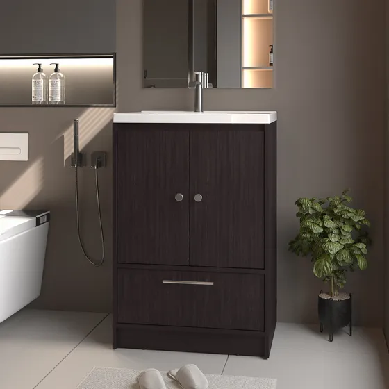 Mueble Para Lavamanos Madison 60 A Piso 89x60x45 Rta Cantidad De Agujeros Para Grifería Un Agujero Bacha Blanco Mueble Wengue