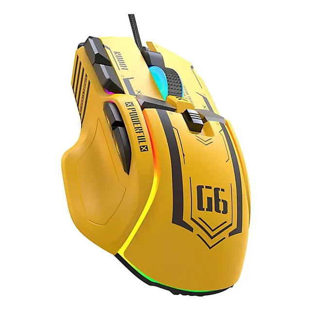 Ratón Para Juegos, Mxruy-001, Tipo 10d, Alámbrico, Amarillo,