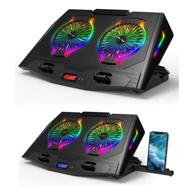 Cooler Laptop Gamer Rgb Cybercool 5 Niveles Con Base Celular