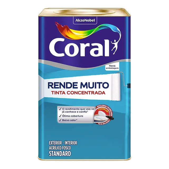 Tinta Acrilica Fosca Rende Muito Coral 16l  Externa/interna
