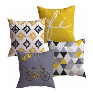 Kit 4 Capas De Almofadas Decorativa Elegante 45x45 Oxford Kit 4 Capas De Almofadas Decorativa Elegante 45x45 Oxford