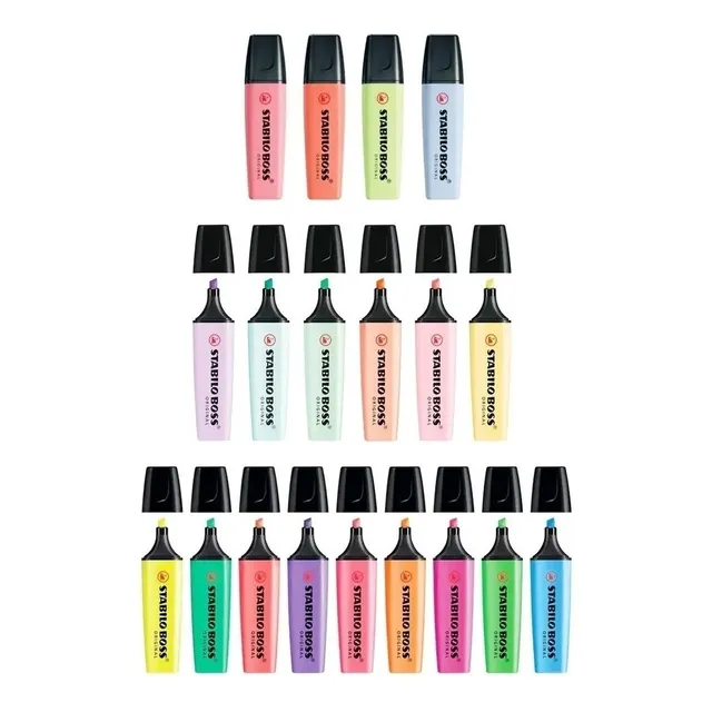 Resaltador Stabilo Boss Set De 19 - 10 Pasteles + 9 Neon