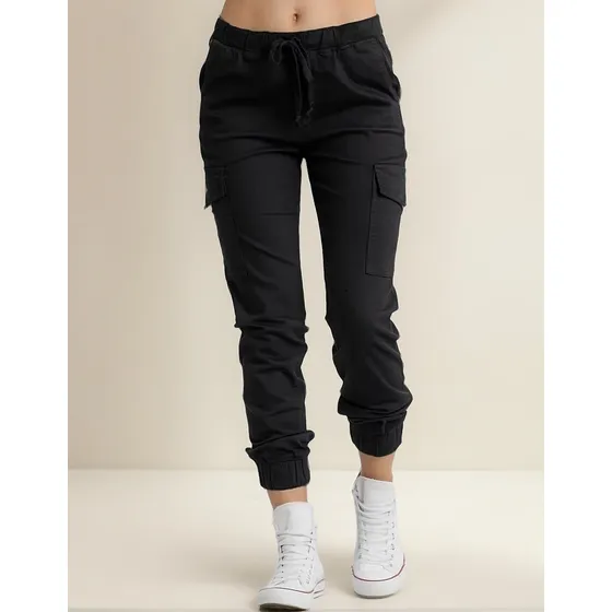 Pantalones Stretch De Mujer Jogger Tipo Cargo Con 4 Bolsillo
