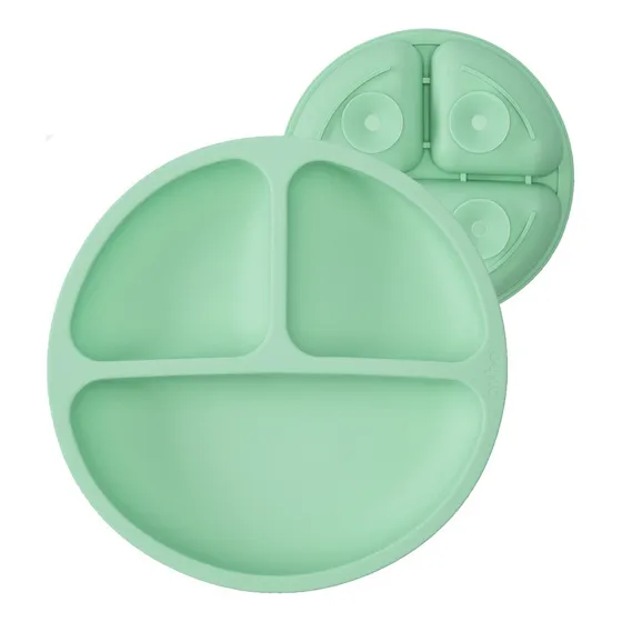 Plato De Silicona Para Bebés Úpale Verde 4 Ventosas
