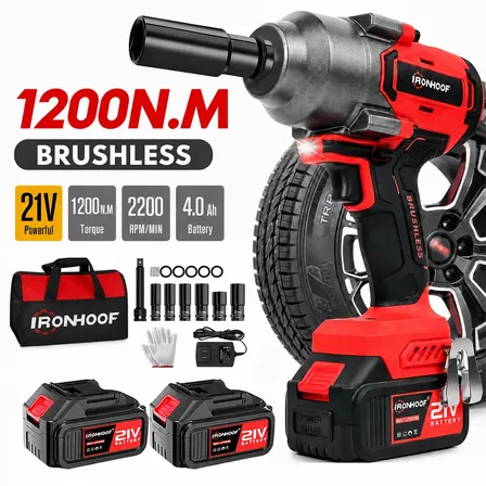 1200nm Chave De Impacto Bateria Brushless Parafusadeira Com 2 Baterias