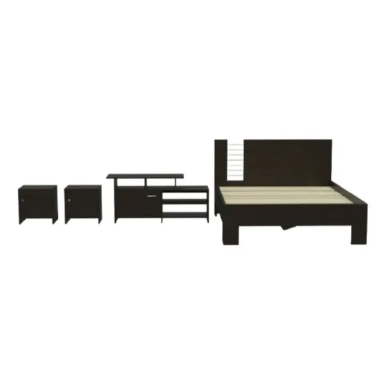 Juego De Cuarto Madera Wengue / Negro/ Natural