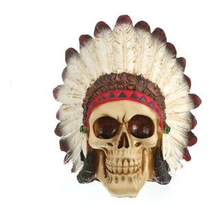 Cabeza De Cráneo Humano Mohawk Resina Indio Estatua Líder Cabeza De Cráneo Humano Mohawk Resina Indio Estatua Líder