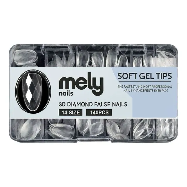 Tips Para Soft Gel Almendra Cortos 3d Diamond Mely 144und