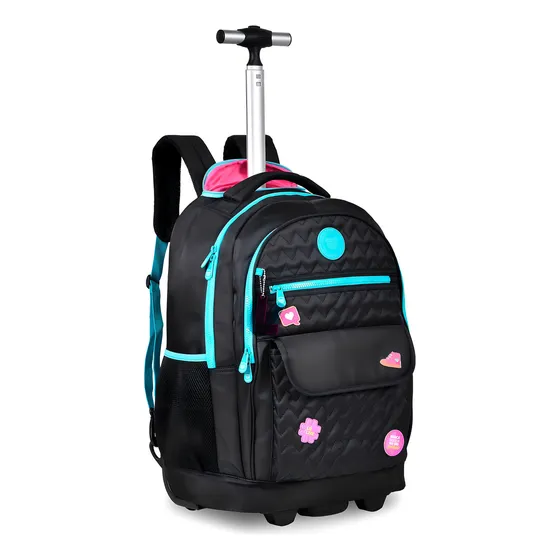 Clio Mochila De Rodinhas Escolar Juvenil Neon Yt Feminina Luluca Cor Ciano Escolar Feminino Infantil Azul LU24085 35 L