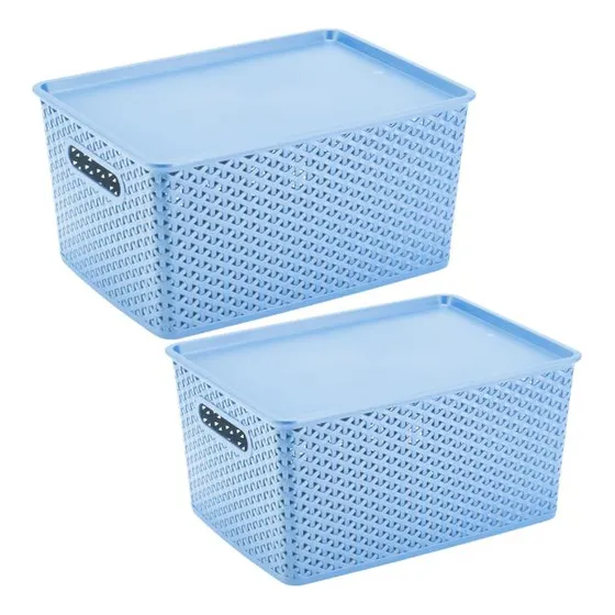 2 Caixas Organizadoras Com Tampa Grande 15 Lts Rattan