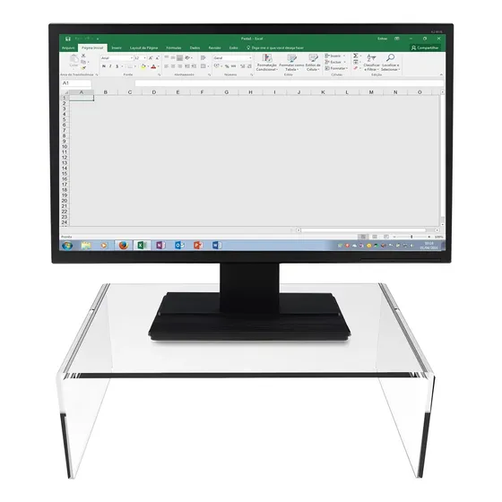 Suporte Acrílico Clean Prateleira Altura Pc Base Torre Mesa