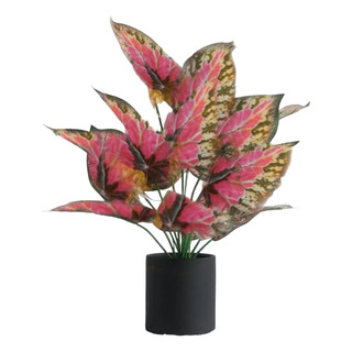 Planta Artificial Caladium Rosa Con Maceta Planta Artificial Caladium Rosa Con Maceta