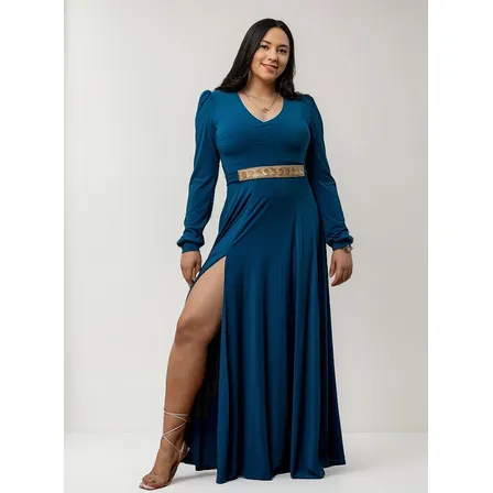 Vestido Largo Primavera  Modelo Venus Incluye Cinturon