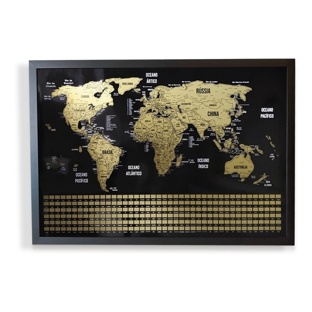 Mapa Mundi De Raspar Dourado Com Moldura Com Bandeiras 73x50 Cor Da Armação Preto Mapa Mundi De Raspar Dourado Com Moldura Com Bandeiras 73x50 Cor Da Armação Preto