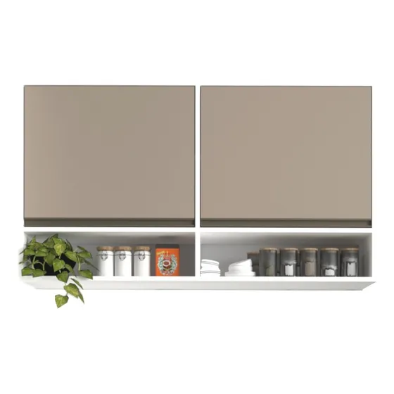 Mueble alacena moderna 120 Cocina 2 Ptas especiero melamina color arcilla blanco