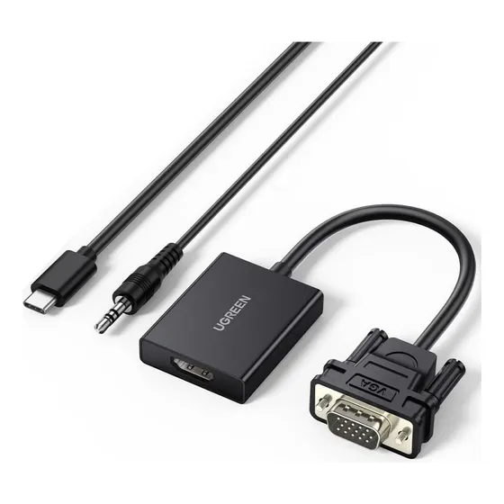 Adaptador Ugreen Vga A Hdmi Hembra Con Cable Usb-c Y 3.5