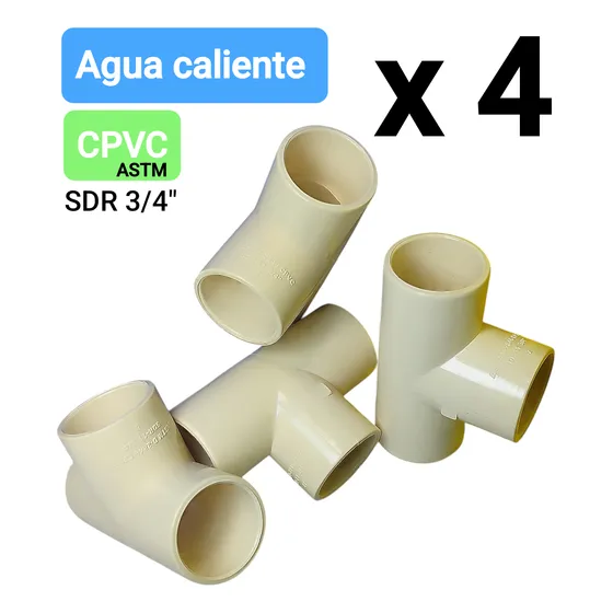 Tee 3/4 PuLG Cpvc A Caliente Pegar Astm Sdr Original Clase A