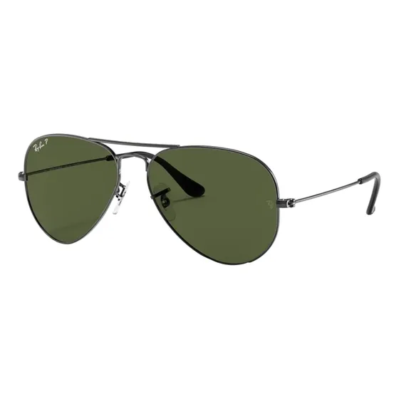 Anteojos de sol polarizados Ray-Ban Aviator Classic talle Standard armazón polished gunmetal y lente green