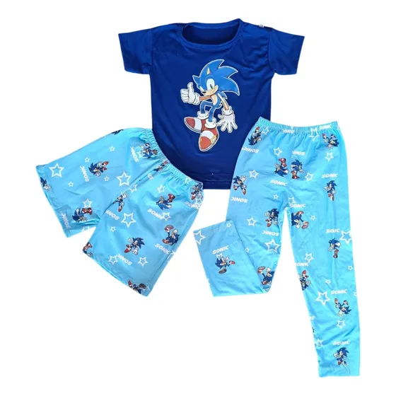 Pijama Infantil De Sonic Tela Ligera