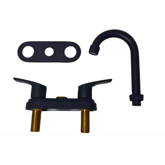 Llave Lavamanos Cuello Cisne Doble Pomo Negra (los Teques)
