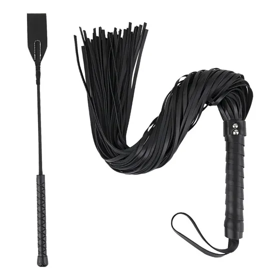 Látigo De Cuero Para Equitación, Con Manija Para Mano Color Negro