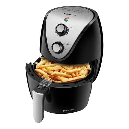 Fritadeira Elétrica Sem Óleo Air Fryer Mondial Af-30 Family Inox Iv 3,5l Preta - Preto 220v