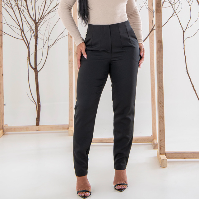 Calça Alfaiataria Cintura Alta Com Bolso Tam. M/G/GG - 3 cores