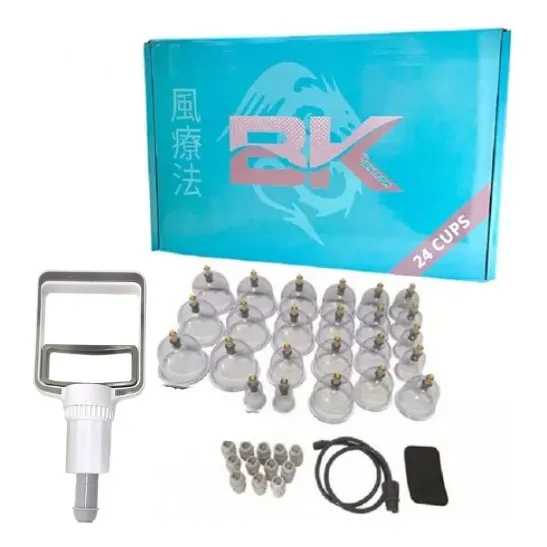 Kit Ventosa 24 Copos Acrílico Bk Ventosoterapia 