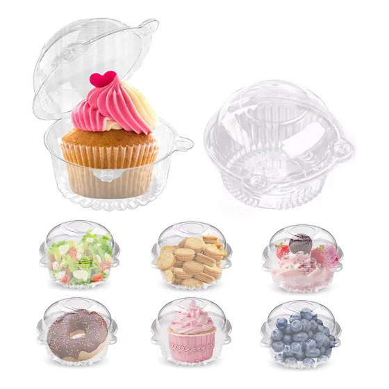200 Vasos Con Domo Estándar Cupcake Caja Individual Con Tapa