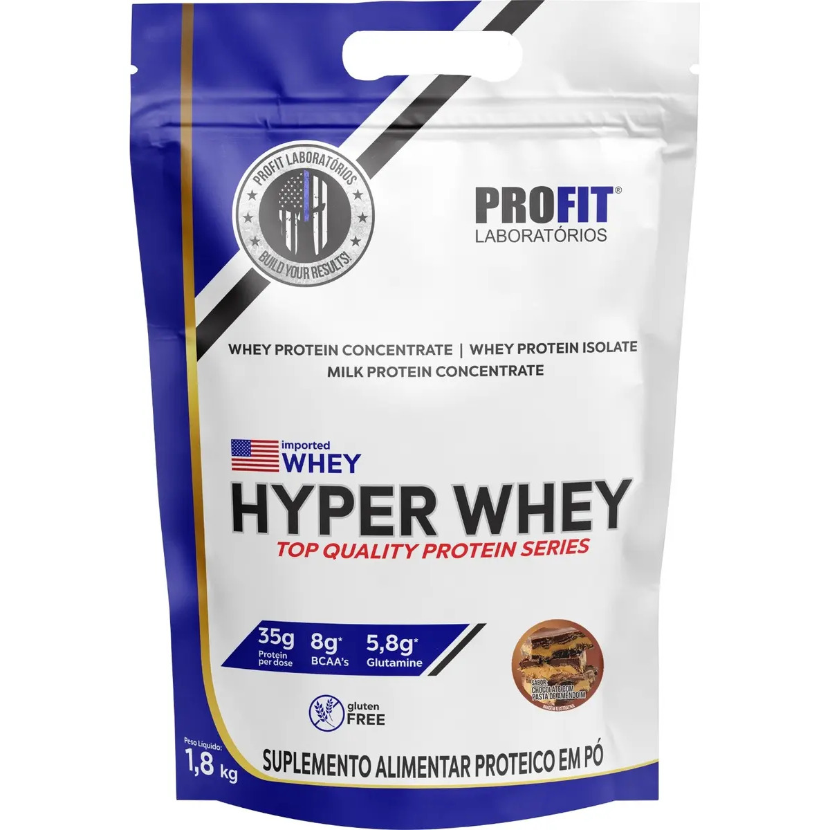 Hyper Whey Protein 1,8kg Isolado E Concentrado - Profit Labs Sabor Chocolate C/ Pasta De Amendoim